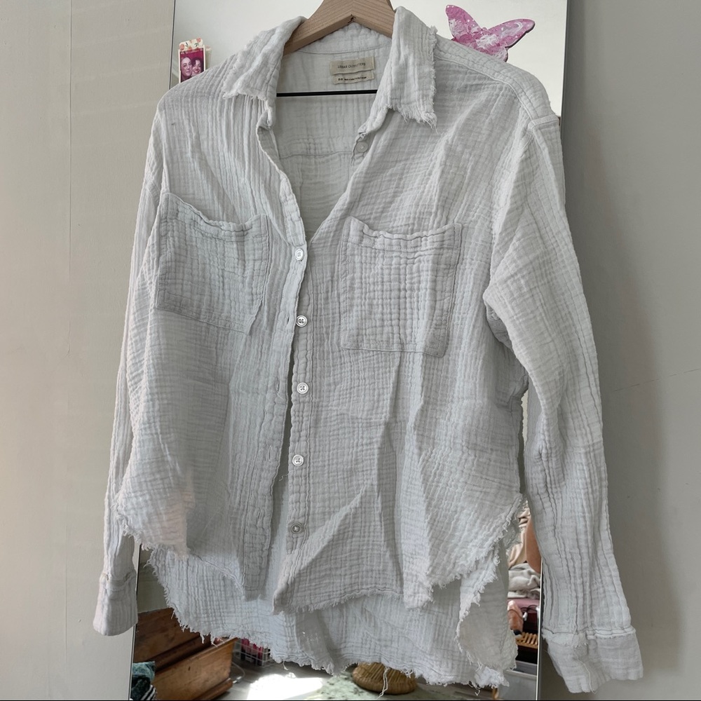 Textured Cotton Button Down Shirt